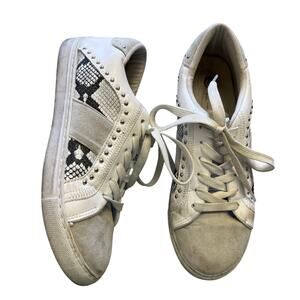 Comfort Snakeskin Studded White + Gray Fashion Sneakers Size 9